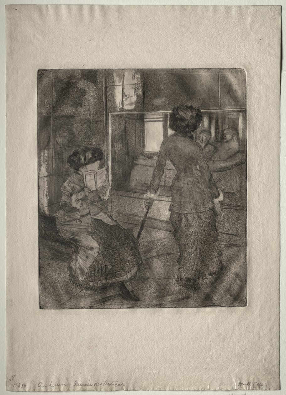 Mary Cassatt in het Louvre: De Etruskische galerij door Edgar Degas