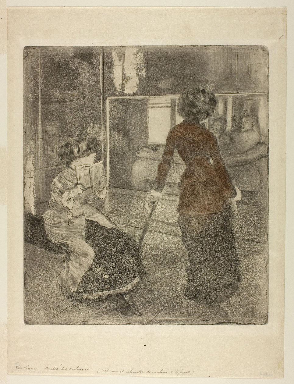 Mary Cassatt in het Louvre: De Etruskische Galerij door Edgar Degas