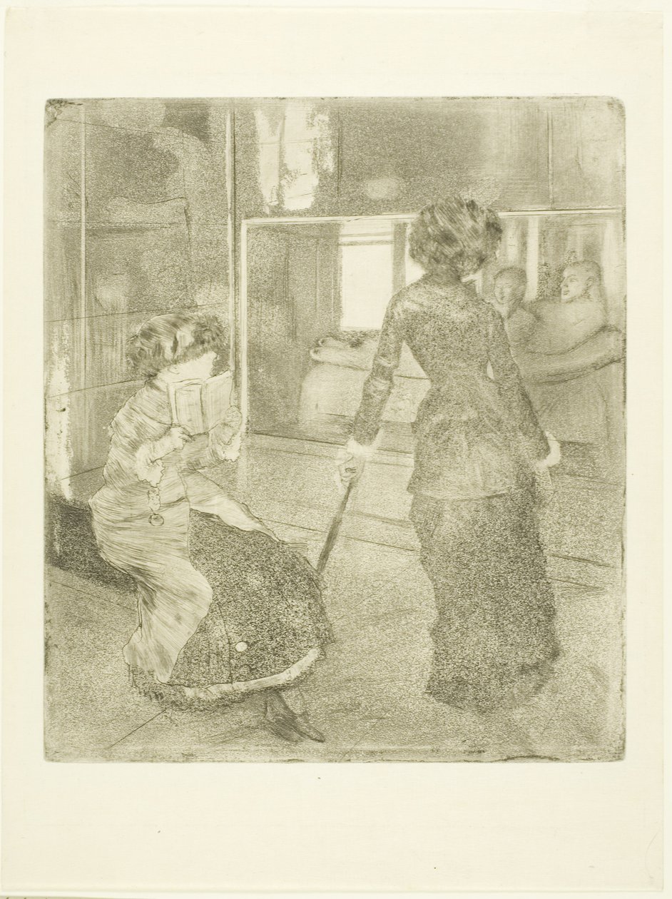 Mary Cassatt in het Louvre: De Etruskische Galerij door Edgar Degas