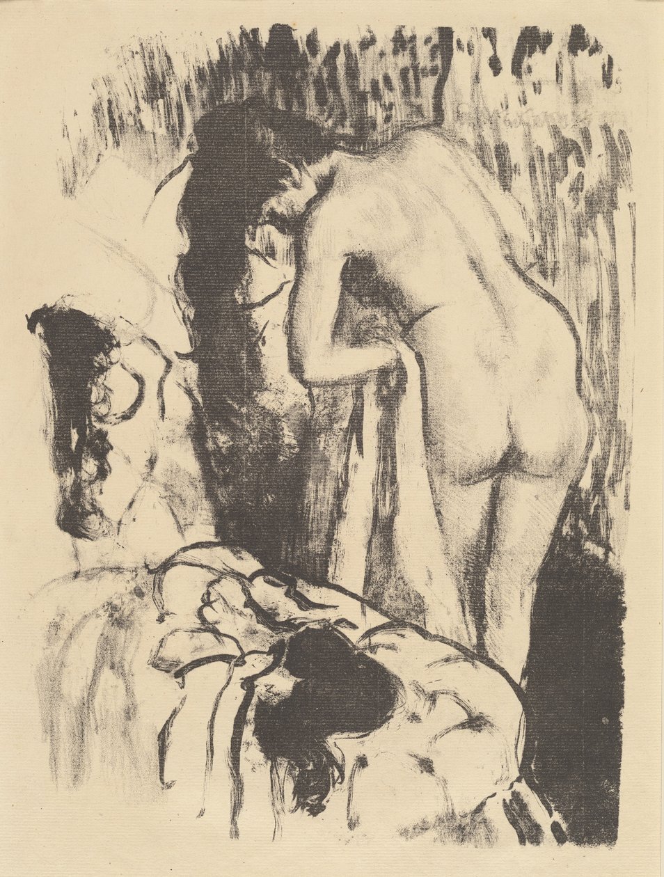 Naakte vrouw staand, zichzelf drogend, ca. 1890 door Edgar Degas