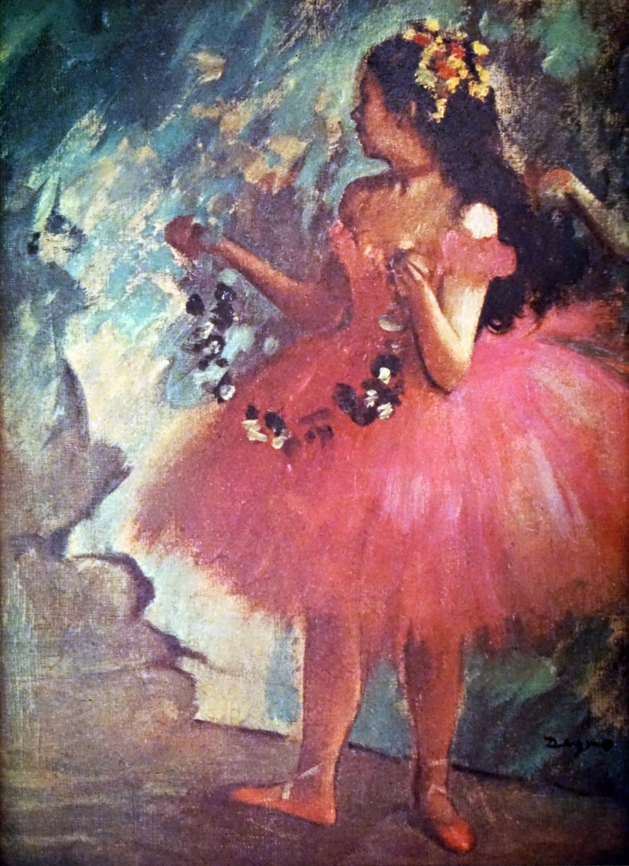 Danser in een Roze Jurk door Edgar Degas door Edgar Degas