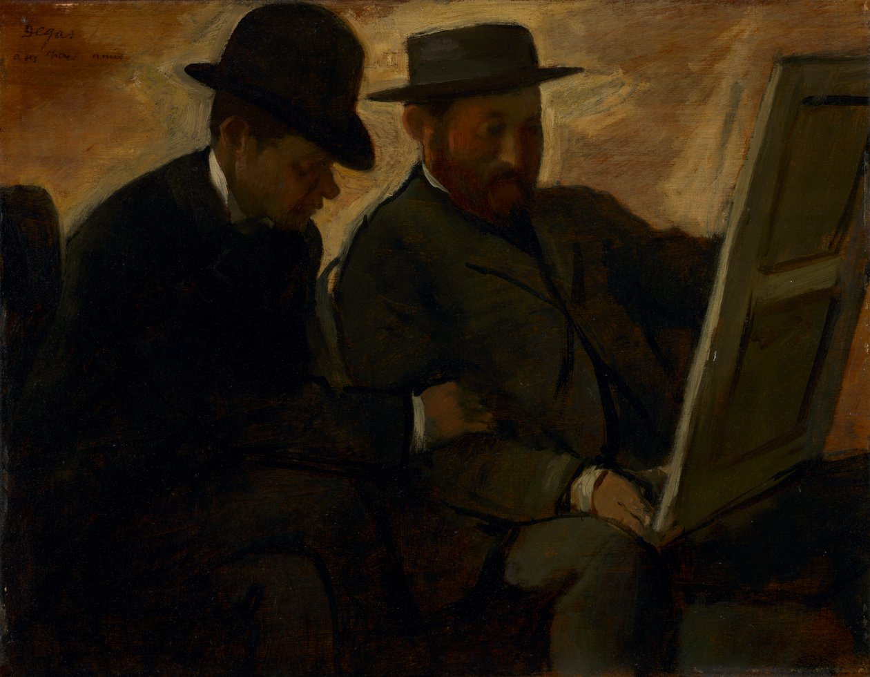 Paul Lafond en Alphonse Cherfils onderzoeken een schilderij door Edgar Degas
