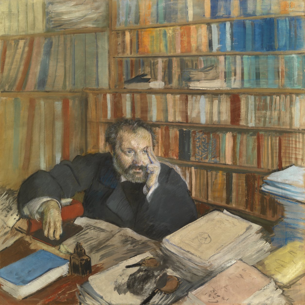 Portret van Edmond Duranty door Edgar Degas
