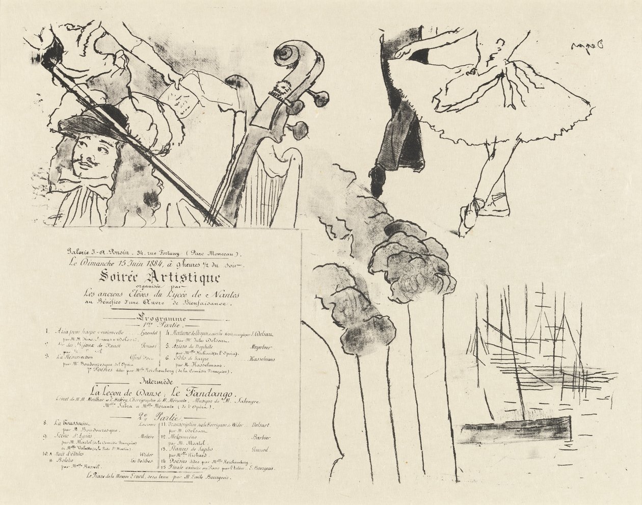 Programma voor de Soiree Artistique door Edgar Degas