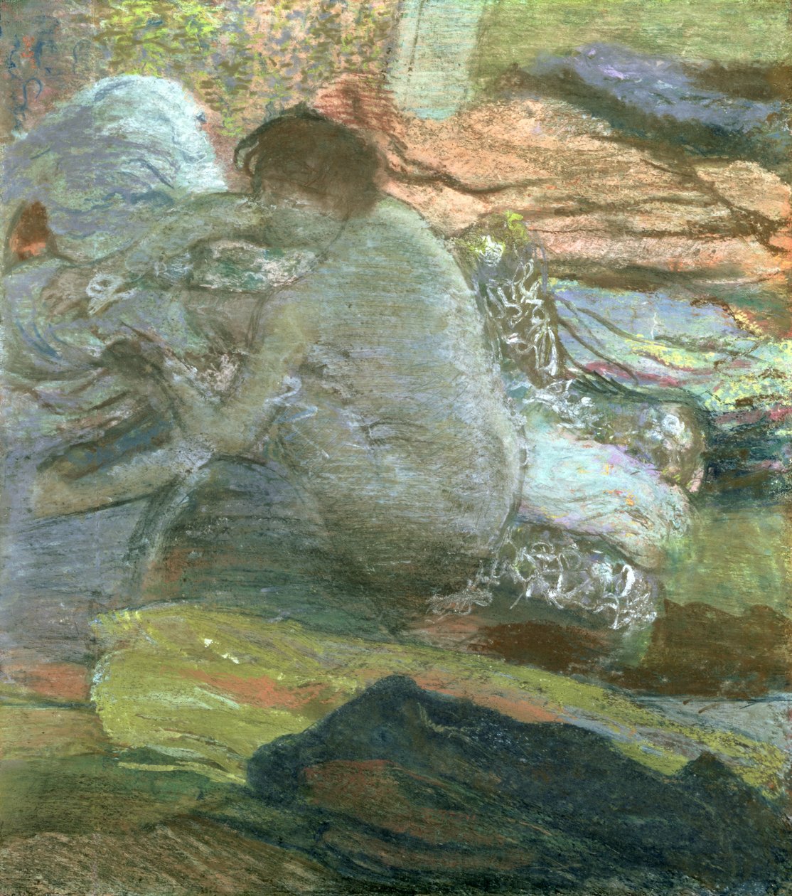 Zittende Vrouw die Haar Voeten Droogt door Edgar Degas