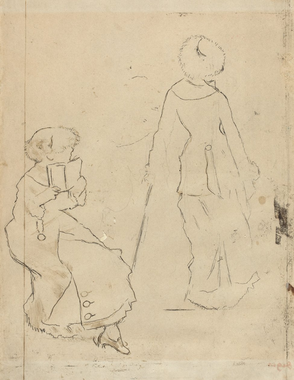 Studie voor Mary Cassatt in het Louvre [verso] door Edgar Degas