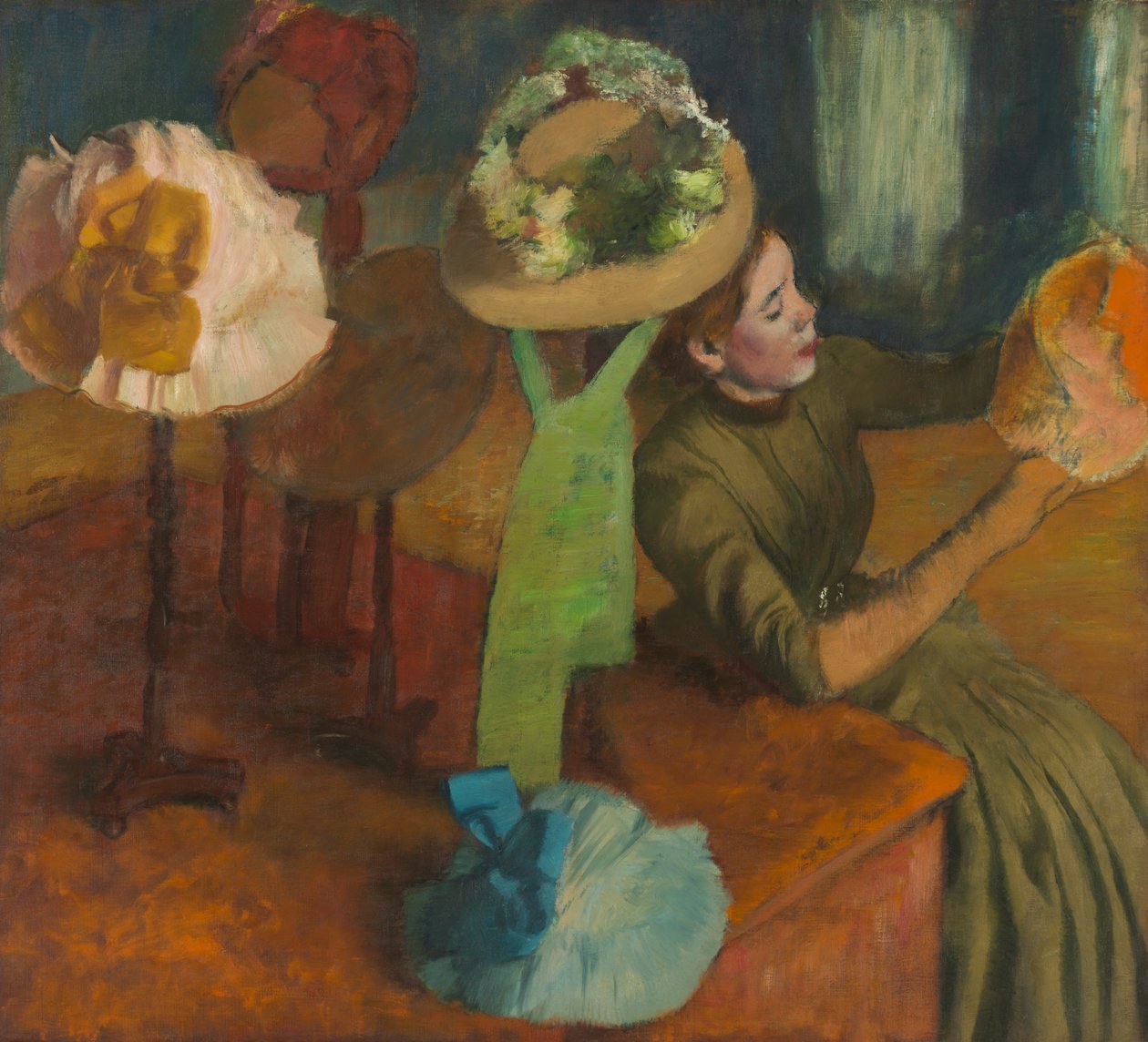 De hoedenwinkel door Edgar Degas