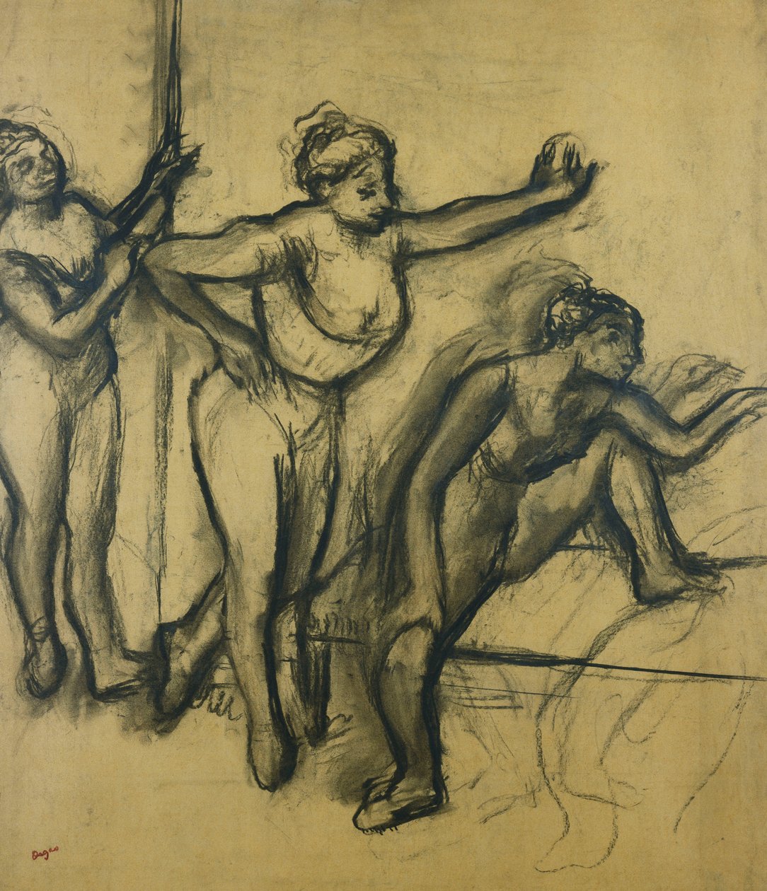 Drie dansers in maillots door Edgar Degas