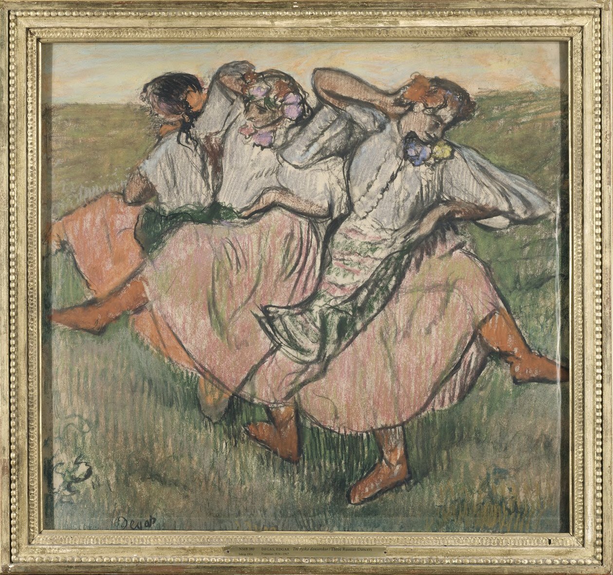 Drie dansers in Oekraïense klederdracht door Edgar Degas