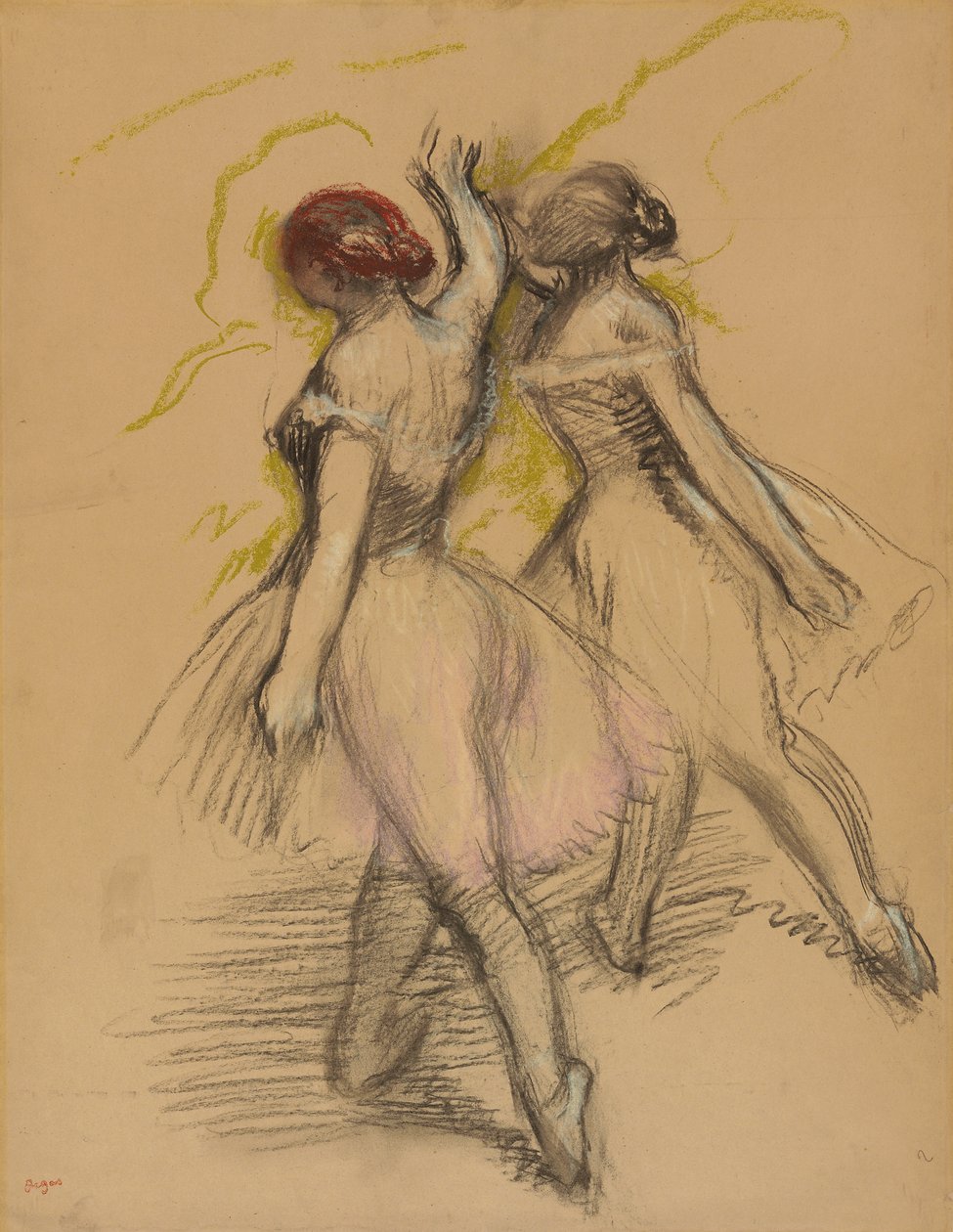 Twee Dansers; Deux danseuses evoluant door Edgar Degas