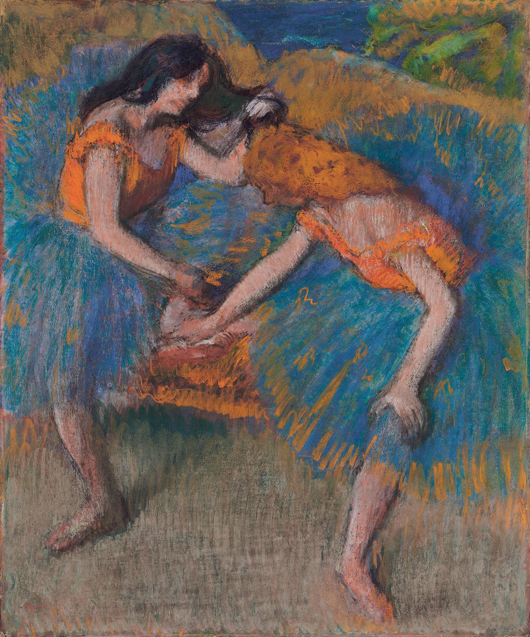 Twee dansers met gele corsages, ca. 1902 door Edgar Degas