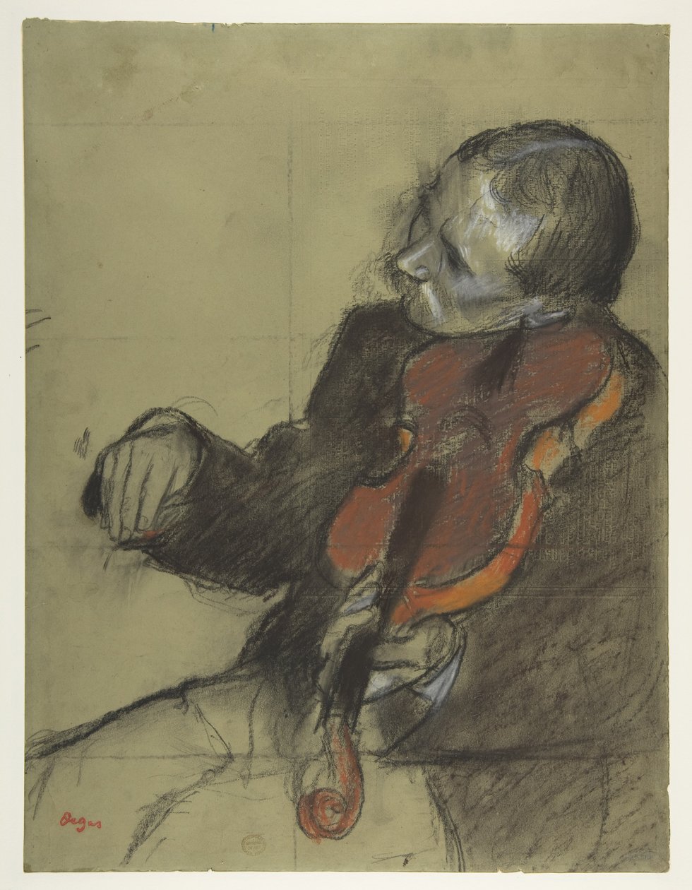 Violiste, studie voor "De dansles" door Edgar Degas