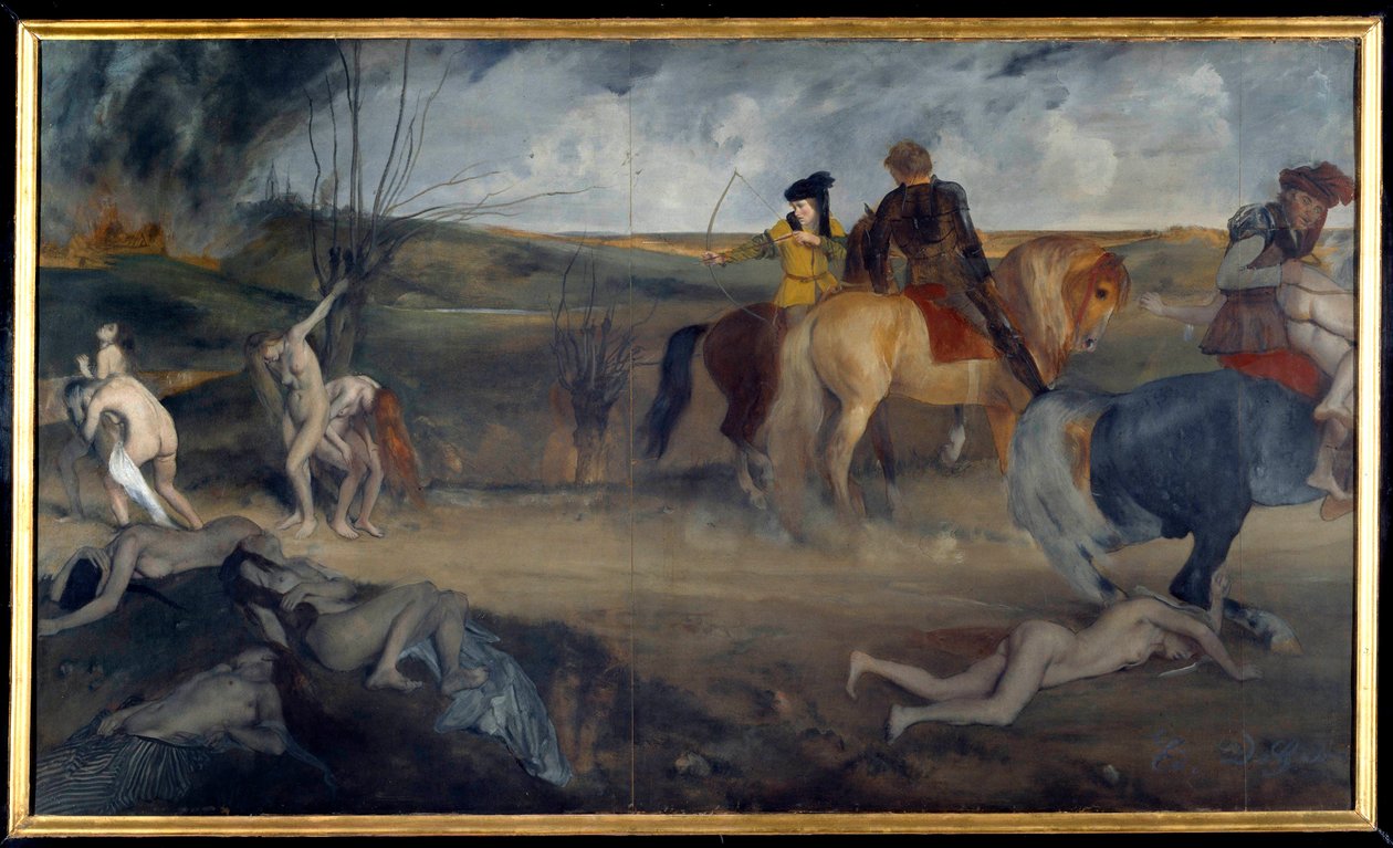 Oorlogsscène in de Middeleeuwen door Edgar Degas