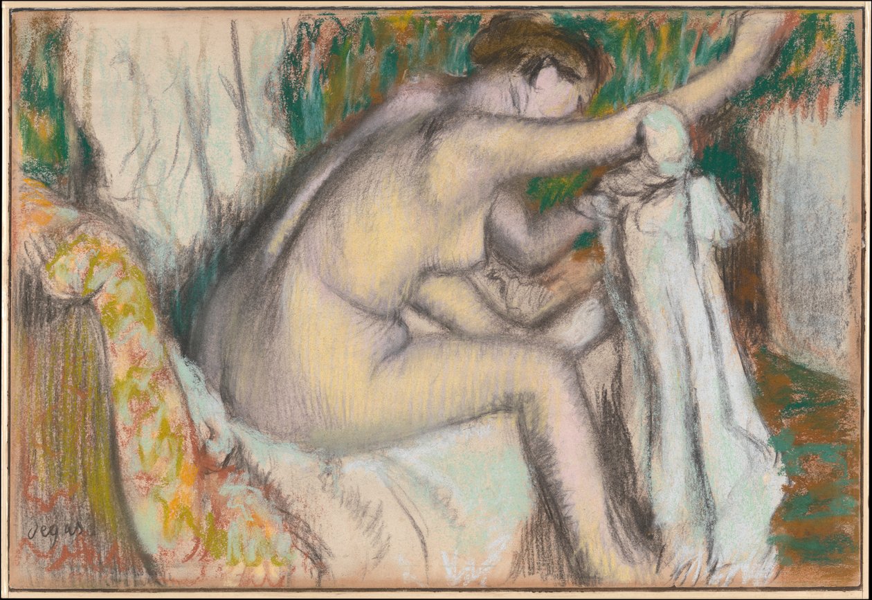 Vrouw die haar arm afdroogt door Edgar Degas