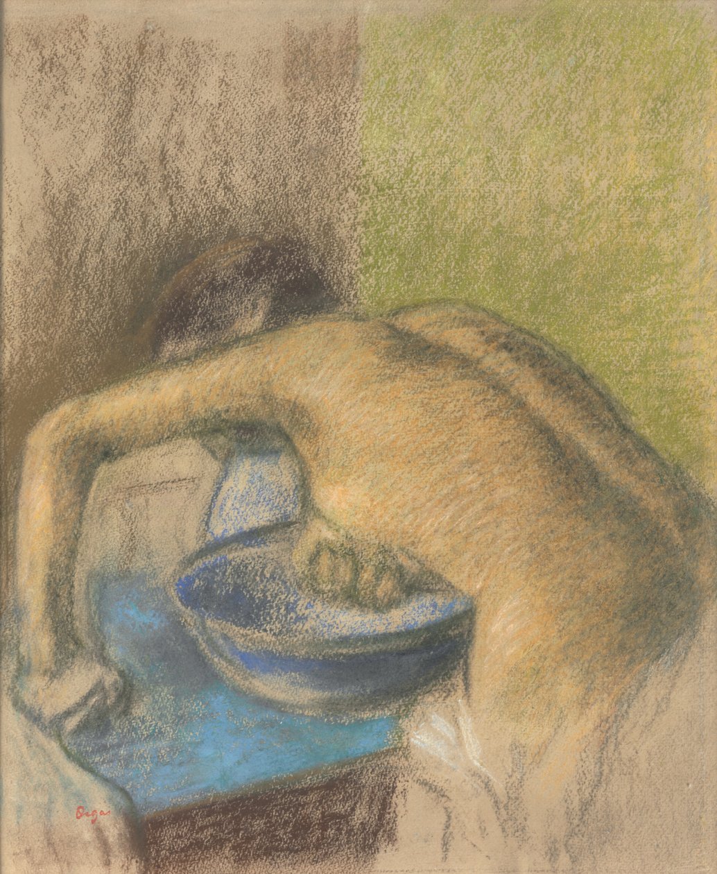 Vrouw bij haar toilet, ca. 1888-1892 door Edgar Degas