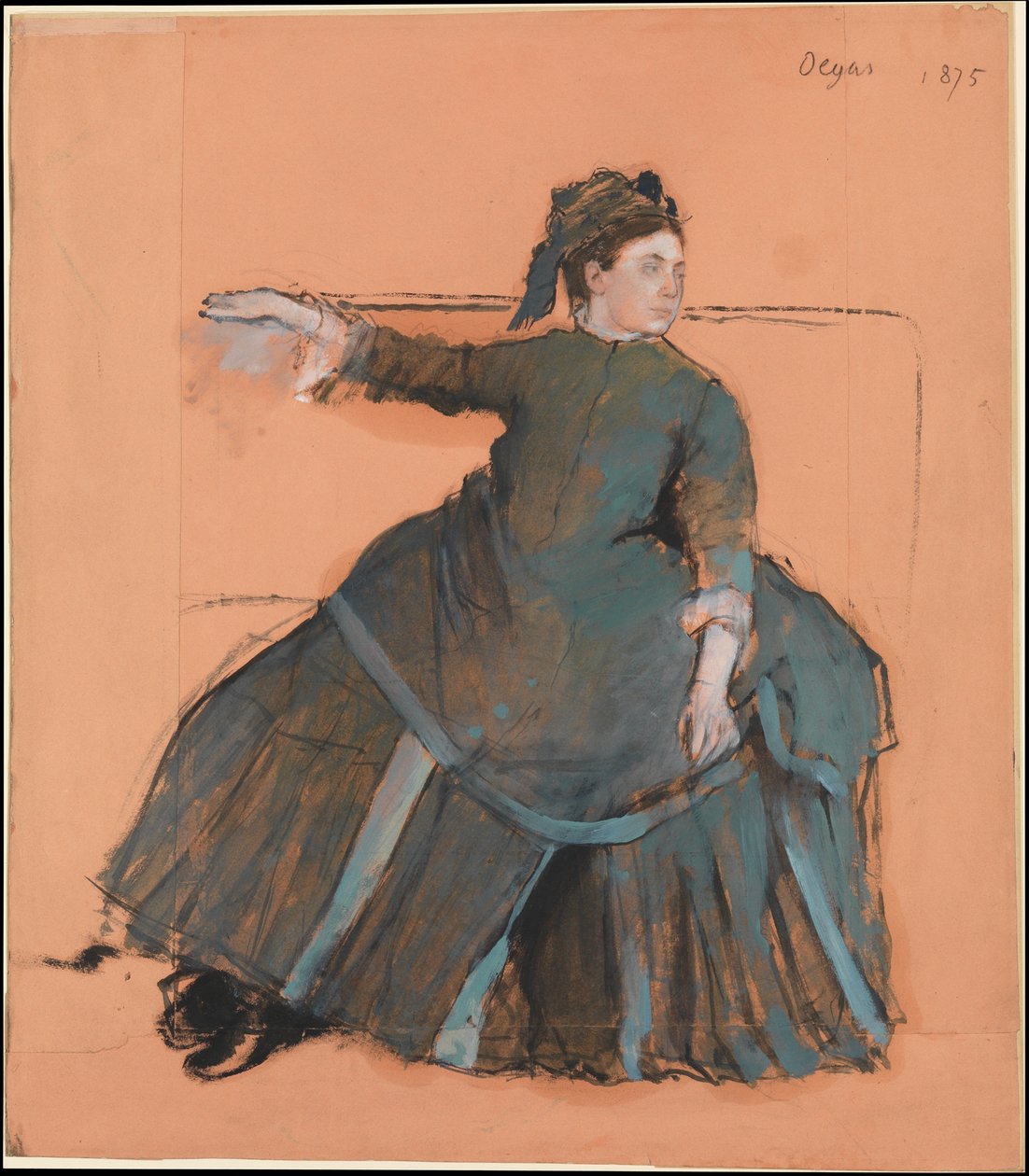 Frau auf einem Sofa door Edgar Degas