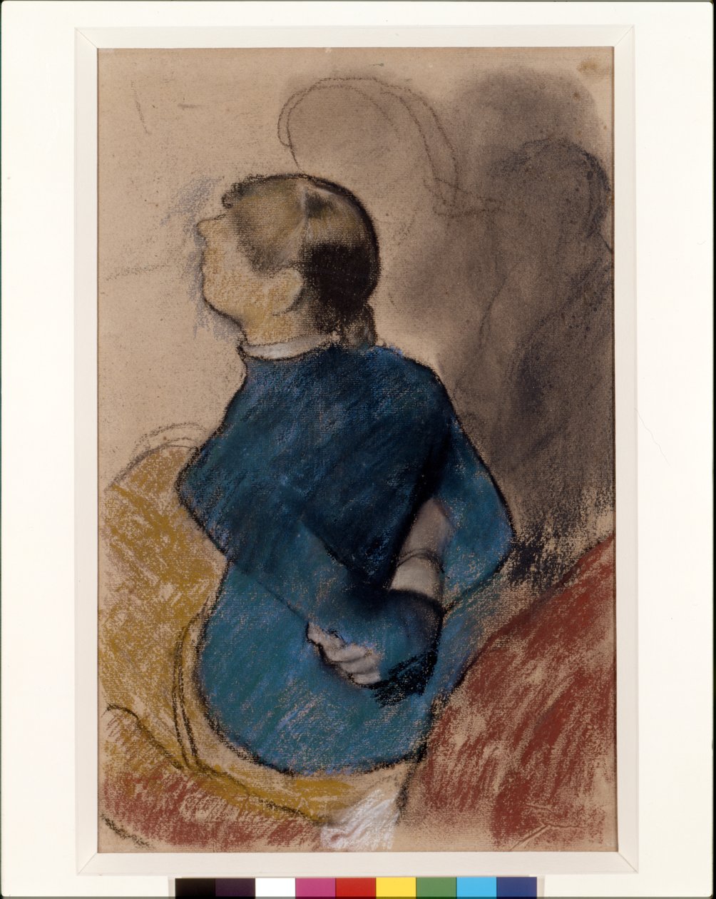 Jonge Vrouw in Blauw door Edgar Degas