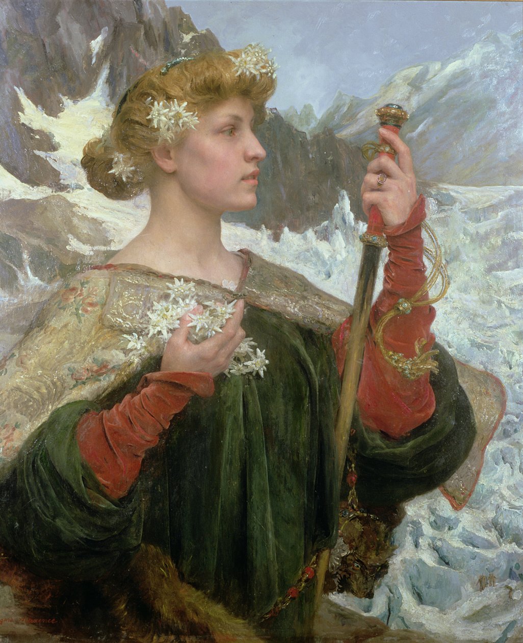 Edelweiss (olieverf op paneel) door Edgar Maxence