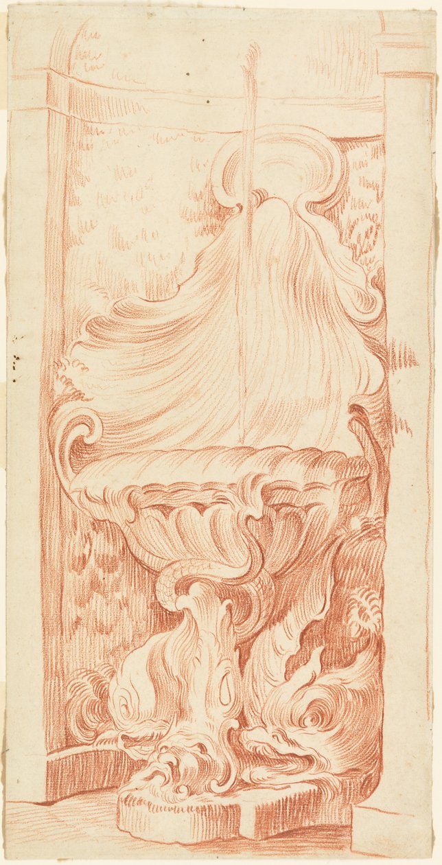 Ontwerp voor fontein in niche door Edmé Bouchardon