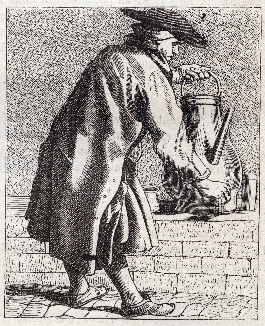 De koffieverkoper - Klein beroep van Parijs (Études prises dans le bas Peuple, ou les Cris de Paris) - gravure door Edme Bouchardon (1698-1762) door Edmé Bouchardon