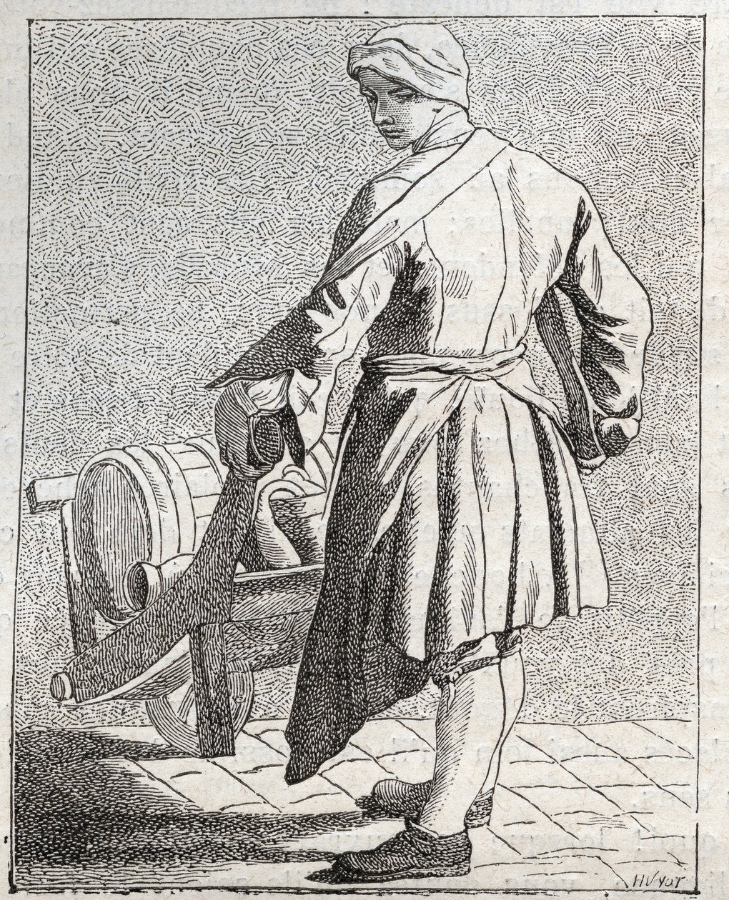 De azijnverkoper - Klein beroep van Parijs (Études prises dans le bas Peuple, ou les Cris de Paris) - gravure door Edme Bouchardon (1698-1762) door Edmé Bouchardon