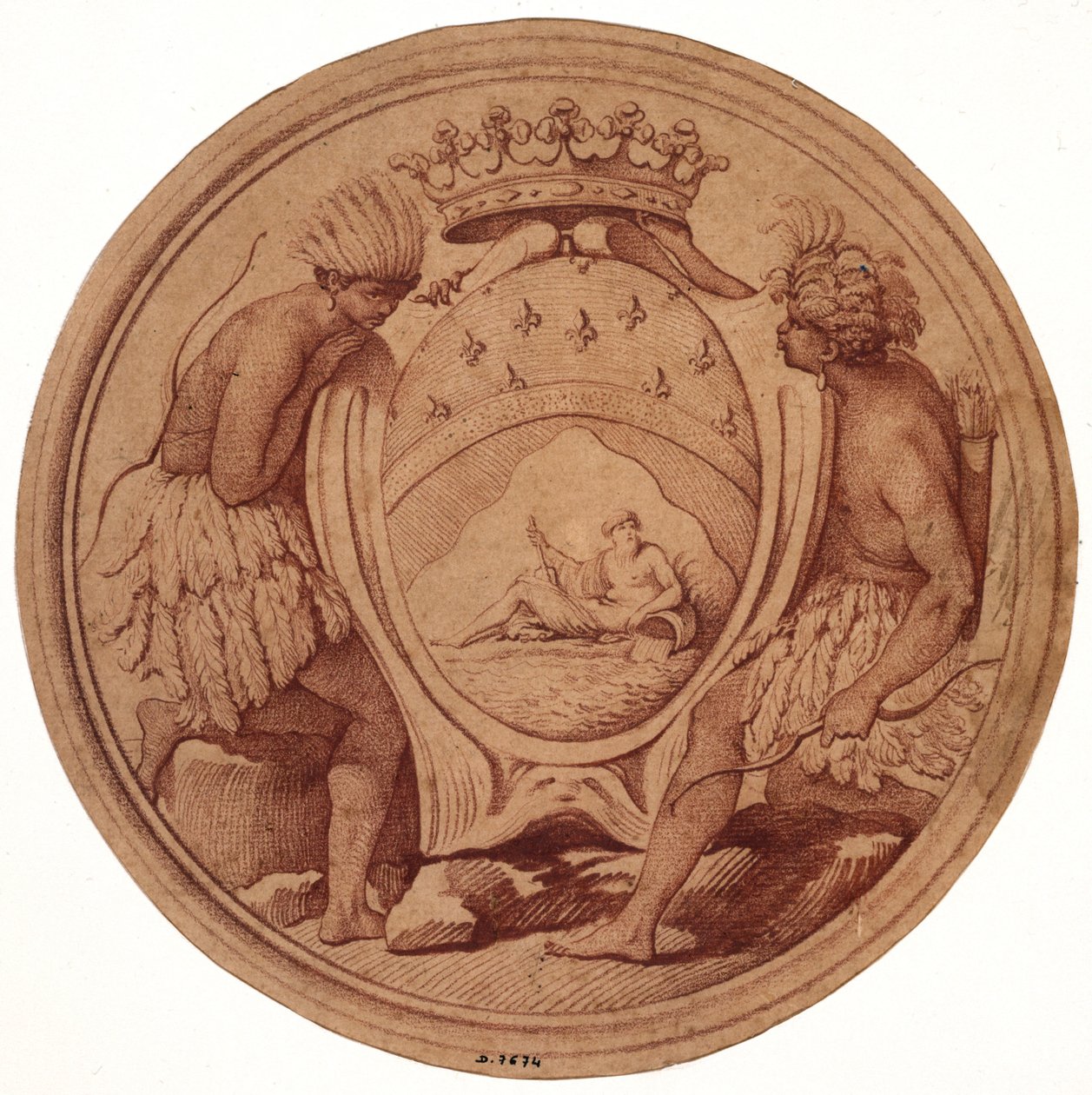 Entwurf für eine Medaille für die Compagnie des Indes door Edmé Bouchardon