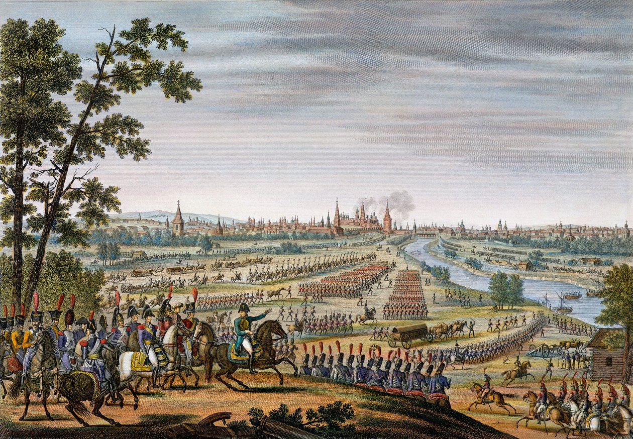 De intocht van de Fransen in Moskou, 14 september 1812 door Edme Bovinet