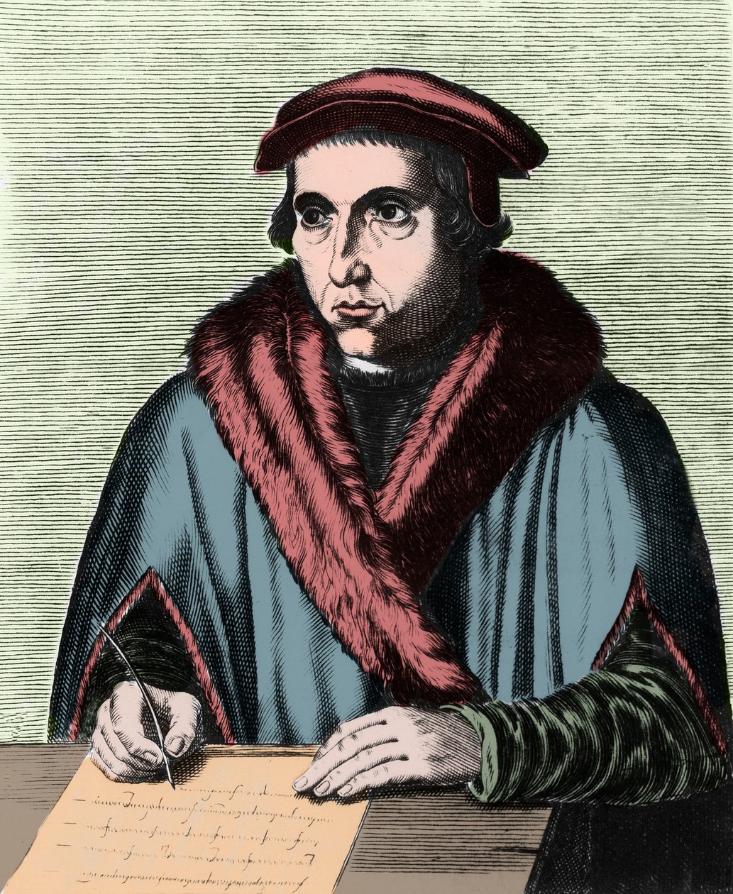 Portret van Juan Luis Vives (1492-1540), Spaanse humanist en filosoof door Edme de Boulonois
