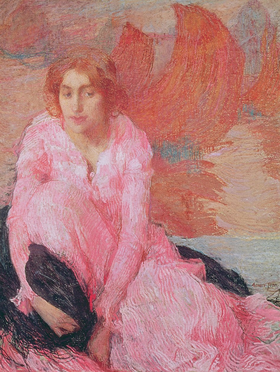 Dame in roze door Edmond François Aman Jean
