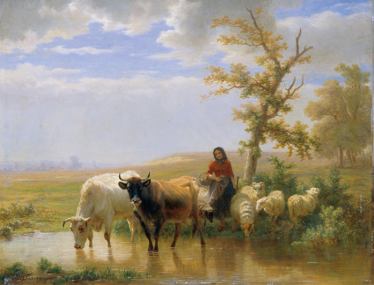 Duits: Koeien en schapen door Edmond Jean Baptiste Tschaggeny