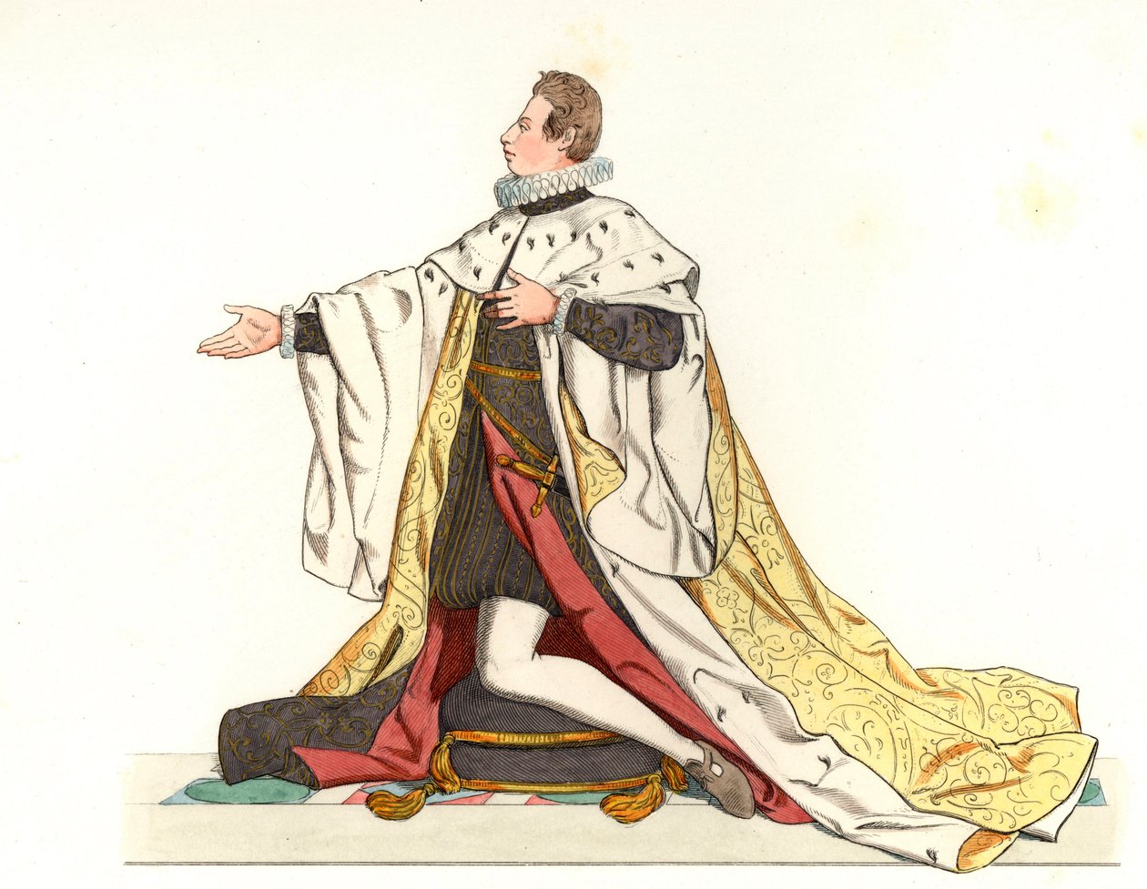 Cosme II de Medicis, Groothertog van Toscane - Lithografie gebaseerd op een illustratie van Edmond Lechevallier-Chevignard door Edmond Lechevallier Chevignard