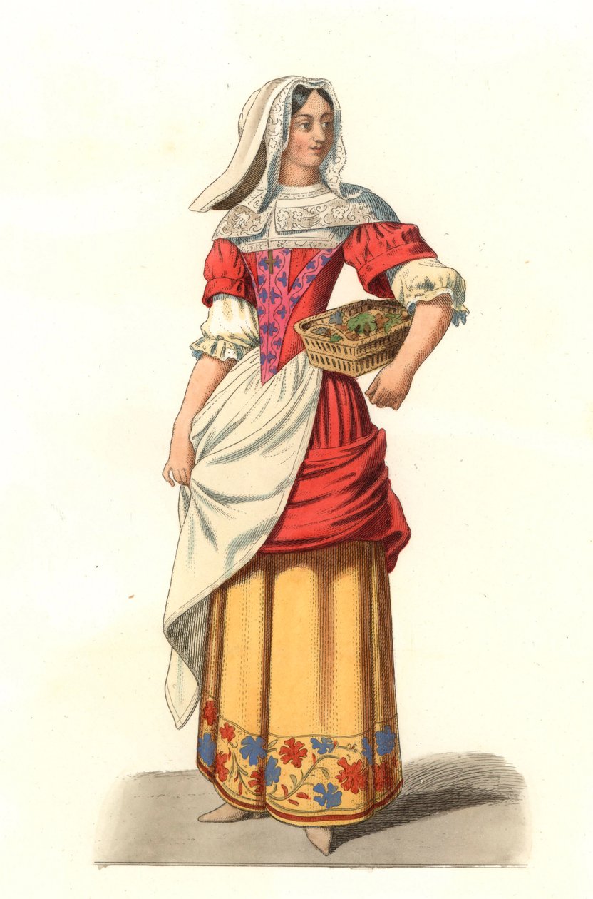 Franse boer 17e eeuw, naar een gravure van Jean Saint Jean - Lithografie van een illustratie door Edmond Lechevallier-Chevignard (1825-1902), uit 