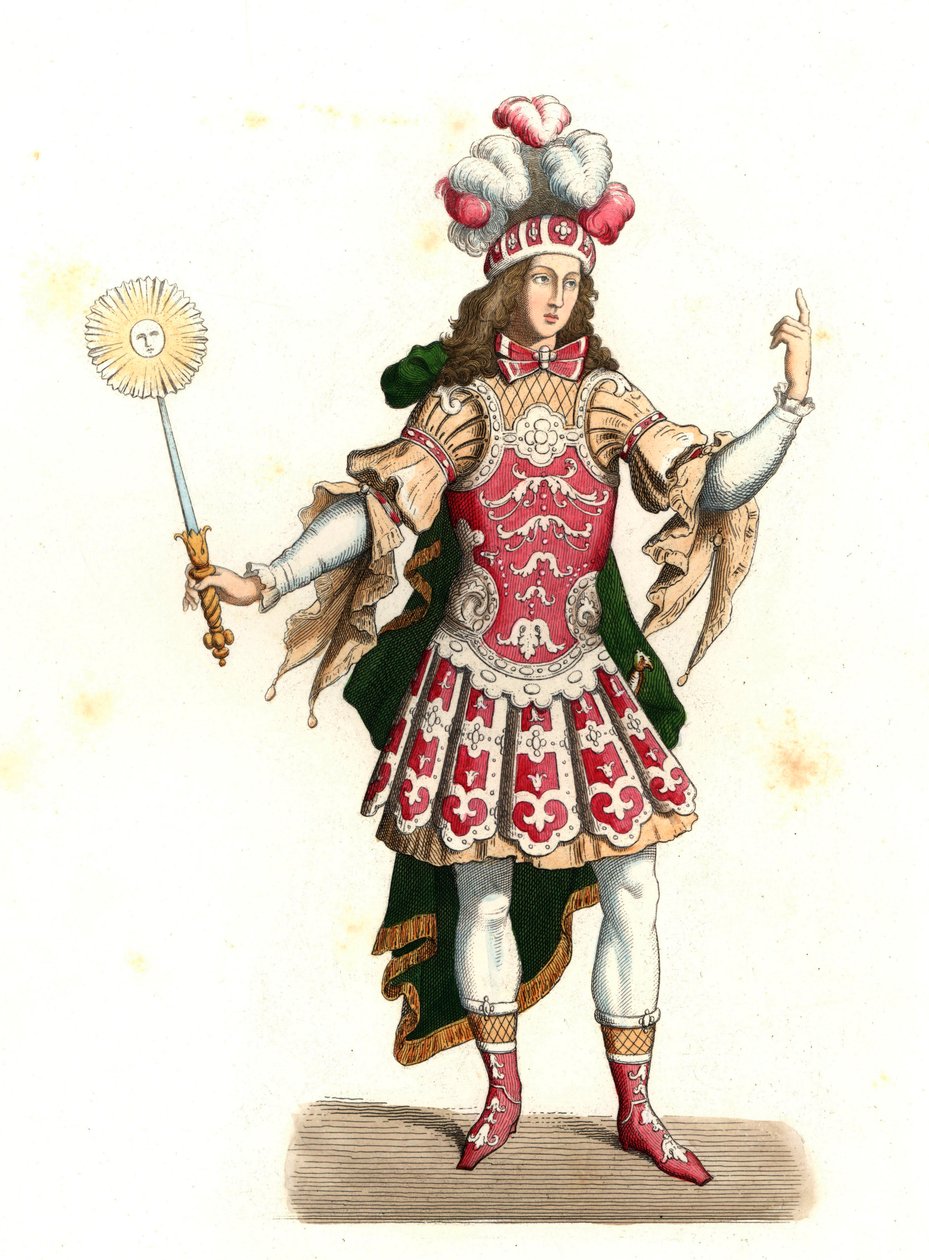 Lodewijk XIV van Frankrijk, de zonnekoning, in danskostuum door Edmond Lechevallier Chevignard