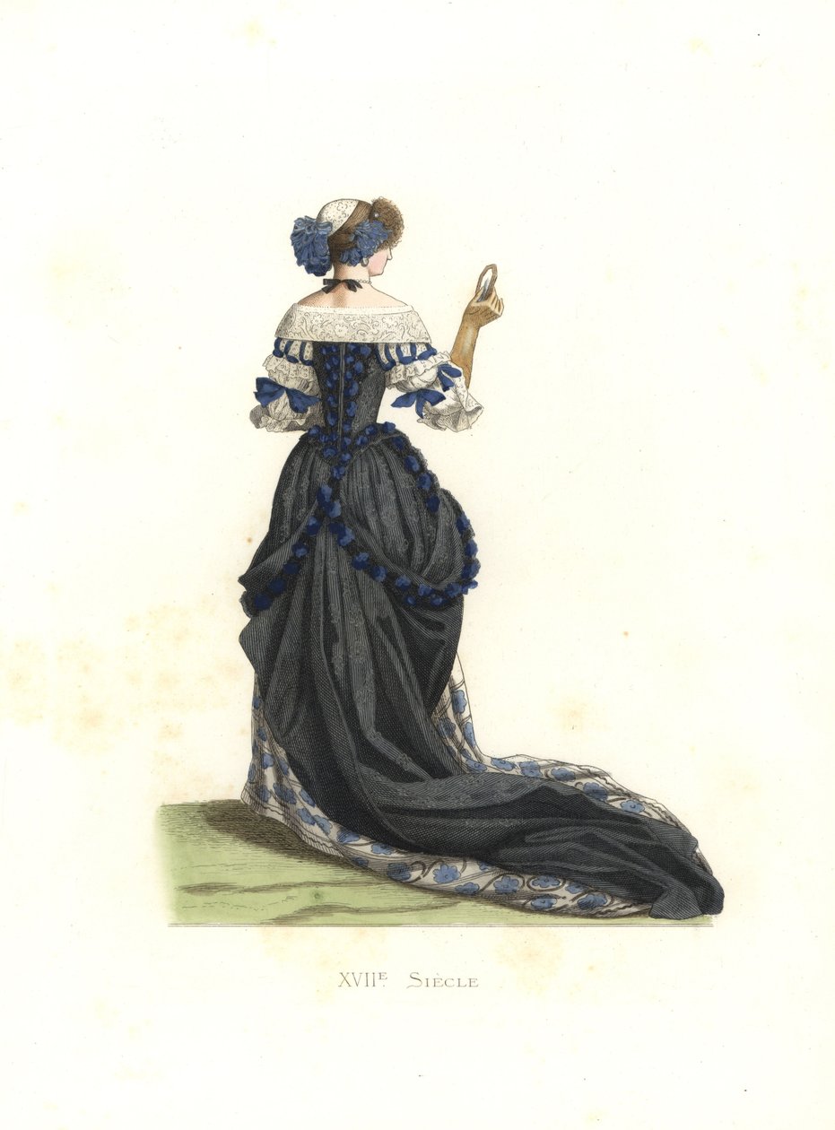 Vrouw in stadskostuum door Edmond Lechevallier Chevignard