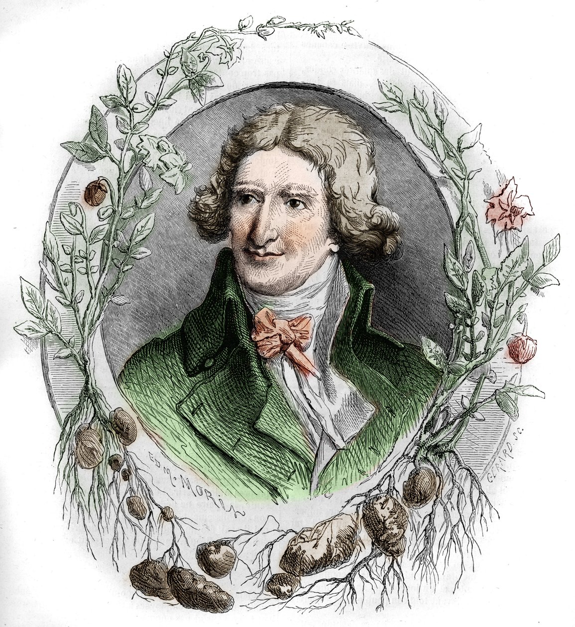 Portret van Antoine Augustin Parmentier, Franse militaire apotheker en agronoom. Gravure door Edmond Morin door Edmond Morin
