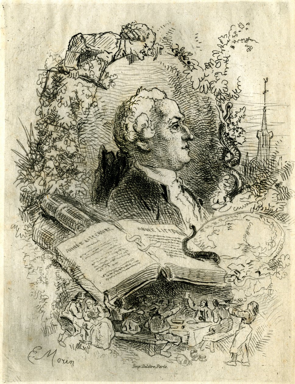 Portret van Elie Catherine Freron (1718 -1776) door Edmond Morin