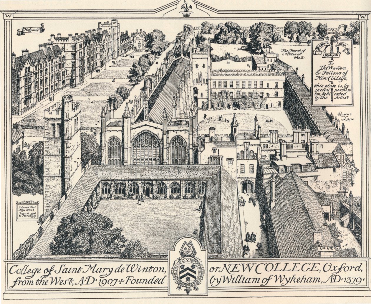 New College, Oxford, ca. 1905 door Edmund Hort New