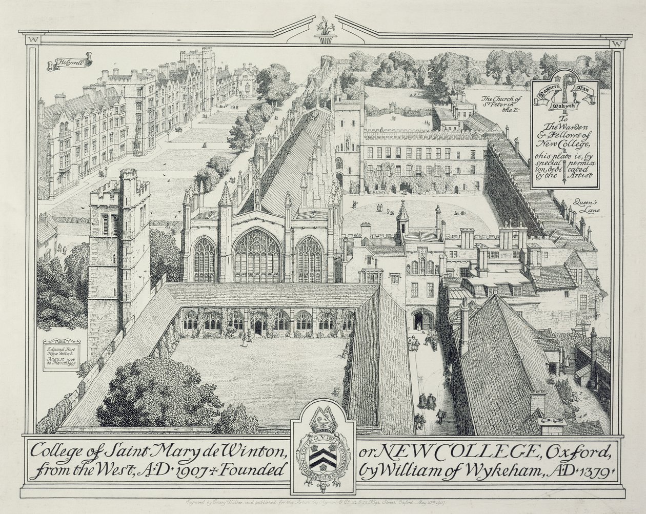 Het College van St. Mary de Winton of New College, 1928 door Edmund Hort New