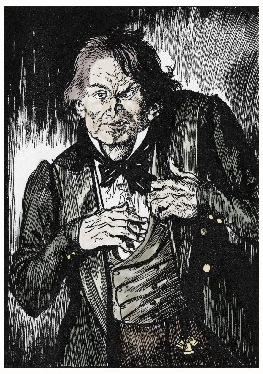 Mr Hyde verandert na het nemen van het tegengif in Dr Jekyll, illustratie door Edmund Joseph Sullivan voor de roman 