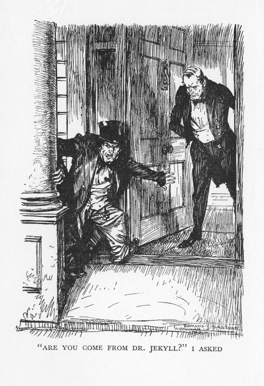 Scène uit The Strange Case of Dr Jekyll and Mr Hyde door Robert Louis Stevenson, 1927 door Edmund Joseph Sullivan