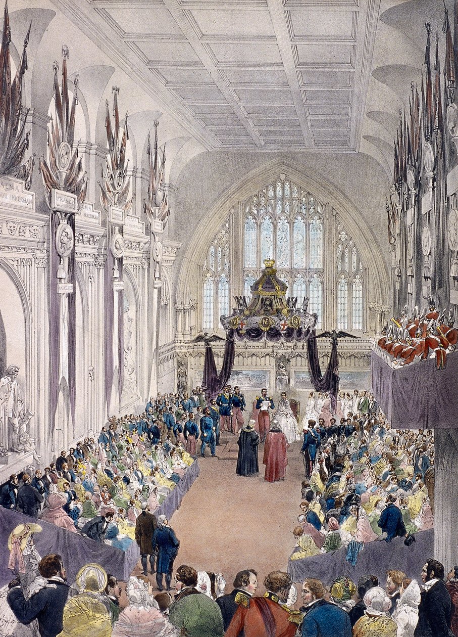 Napoleon III en keizerin Eugenie in Guildhall, Londen door Edmund Morin