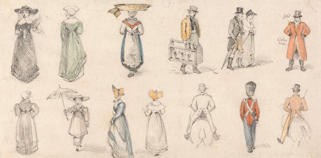 Studies van figuren: vrouwen, ambachtslieden, enz. door Edmund Thomas Parris