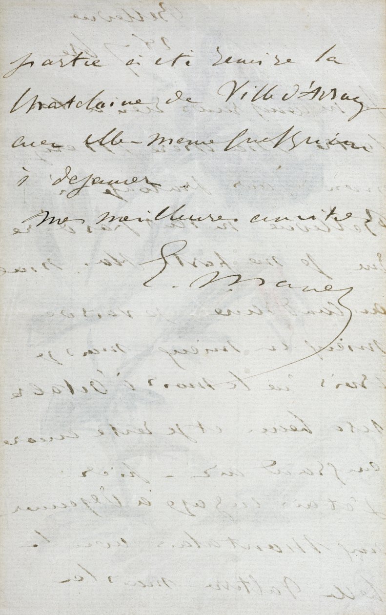 2e pagina van een brief van de schilder Manet aan zijn vriend en model, Mery Laurent, 1880 door Édouard Manet