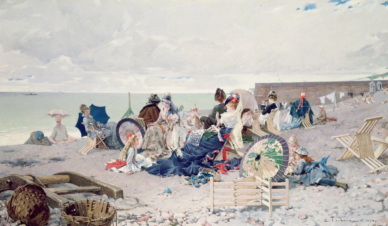 Strand bij Yport, 1878 door Edouard Toudouze