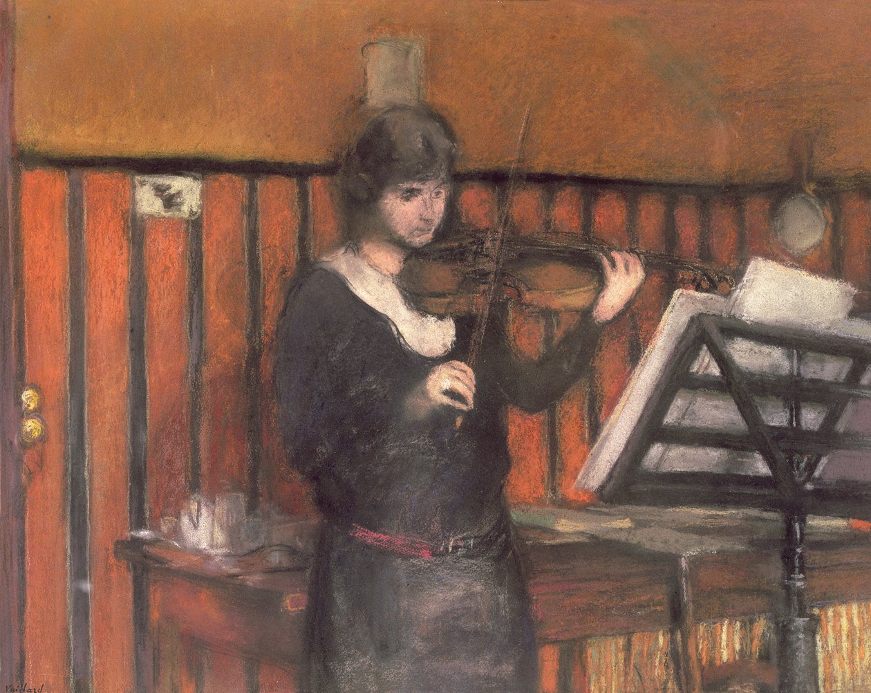 Madame Miriam Fried (geb. 1846), de violiste door Edouard Vuillard