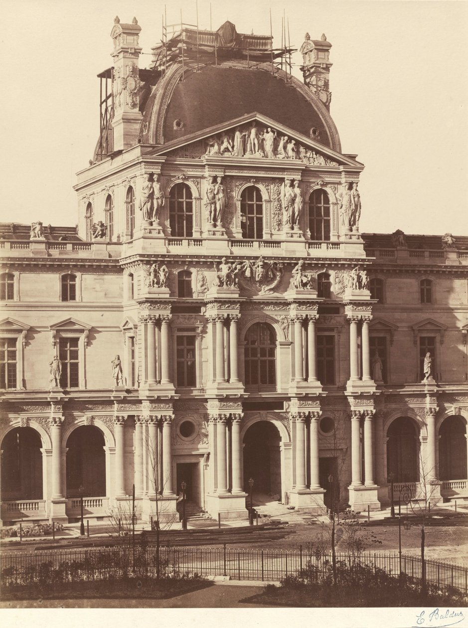 Gezicht op het Louvre,1855-1857 (foto) door Edouard Denis Baldus