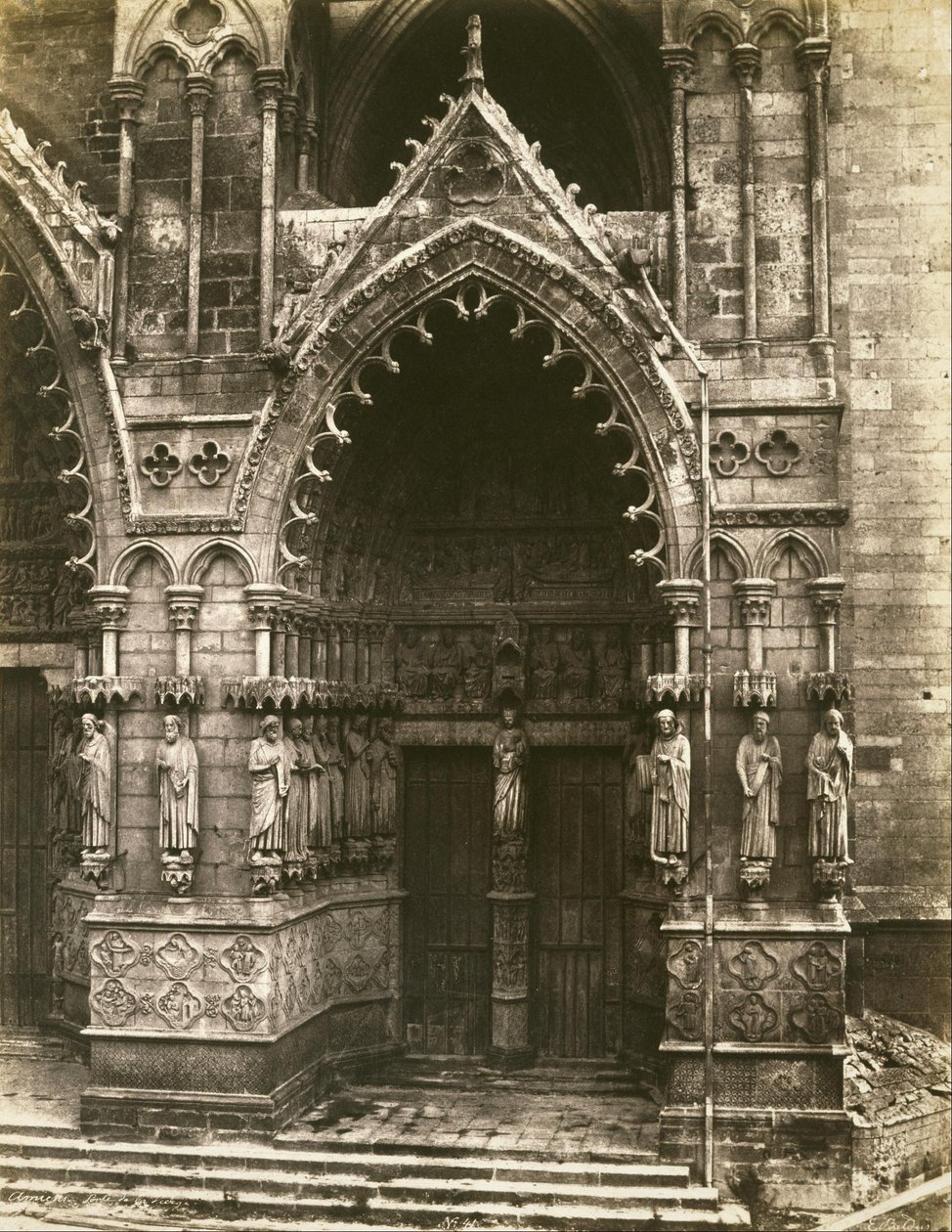 Kathedraal van Amiens (Portaal van de Maagd) door Édouard Baldus