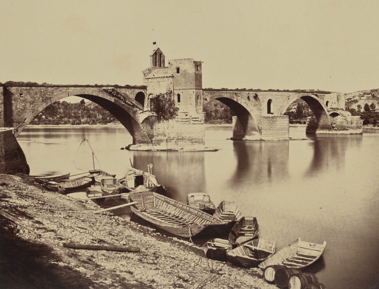 Avignon. Pont Saint-Bénézet door Édouard Baldus