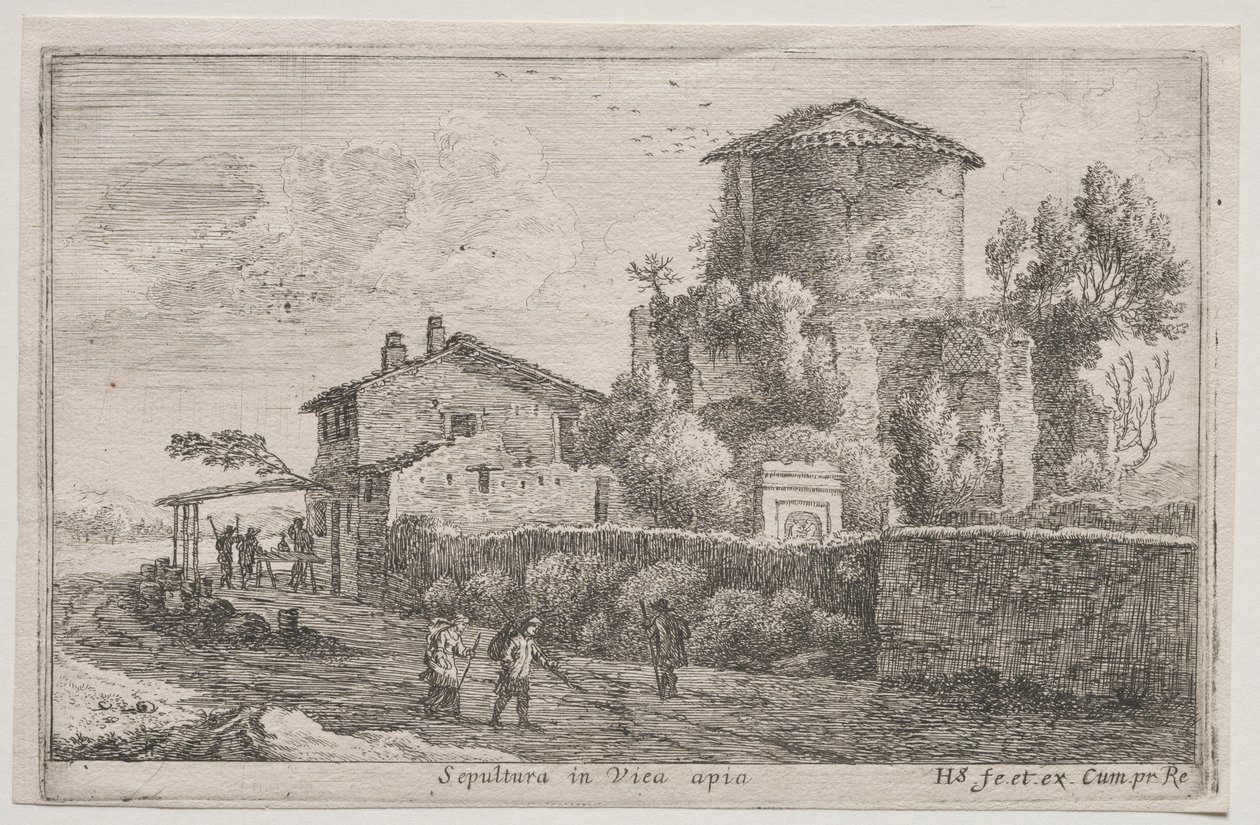Diverse Zichten in en rond Rome: Graf langs de Via Appia door Édouard Baldus