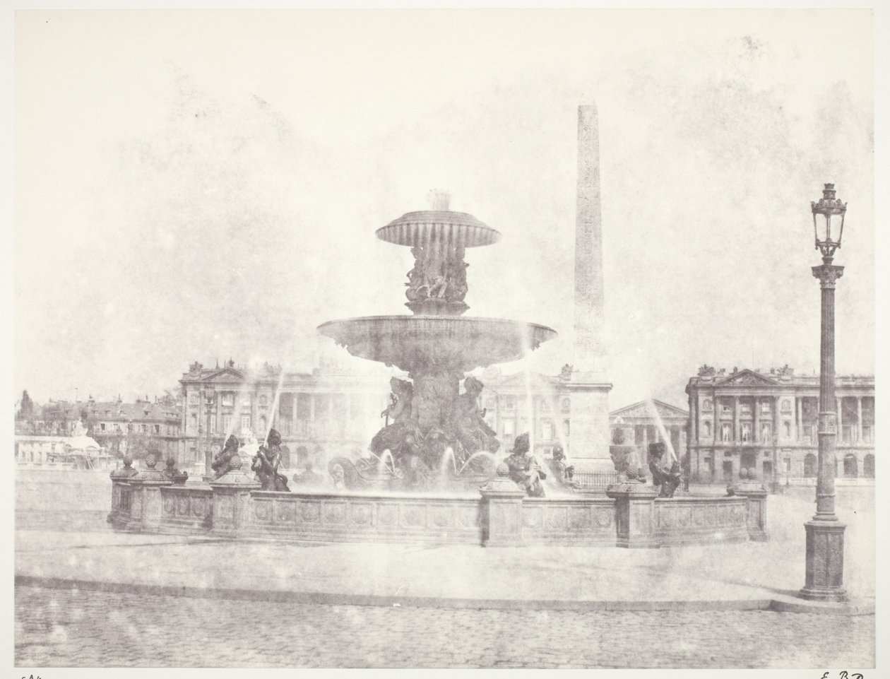 Fontein, Place de la Concorde, Parijs door Edouard Denis Baldus